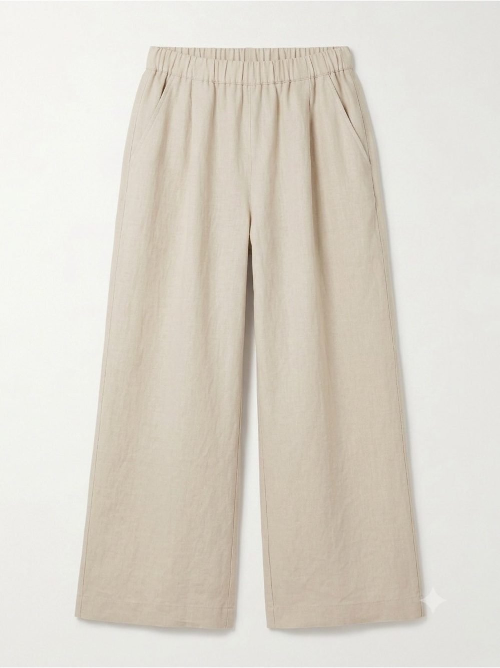 Pistache Italian 100% Linen Wide Leg Cropped Ankle Pants Trousers Woman Large - Picture 3 of 13